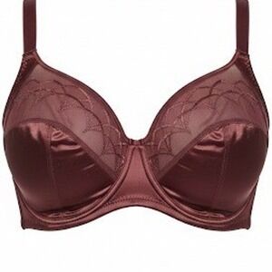 Elomi Cate Underwire Bra 42K UK 42D US Raisin Satin Jacquard Full Cup